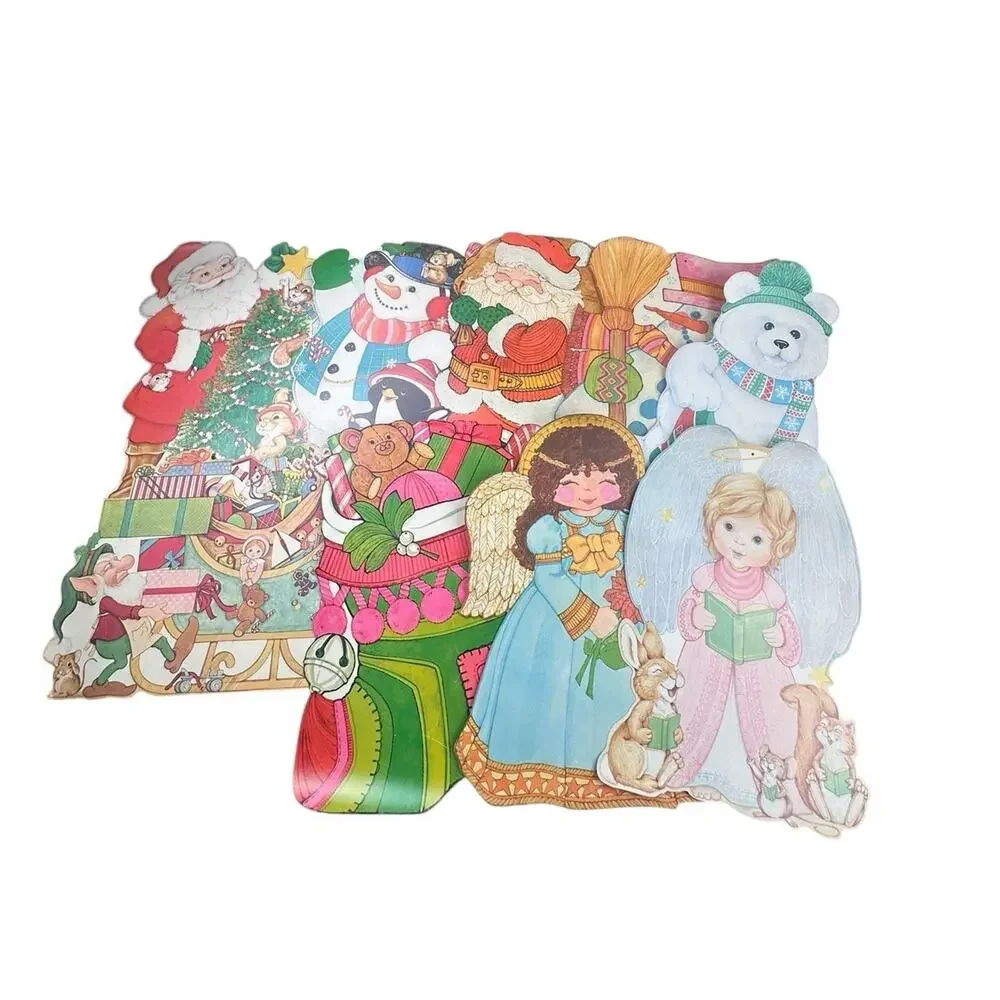 Vintage Christmas Die-Cut Decorations - Some Double-Sided - Lot Of 9